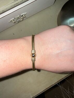 Handmade Gold-Tone Braided Cable Bracelet with Accent Bead